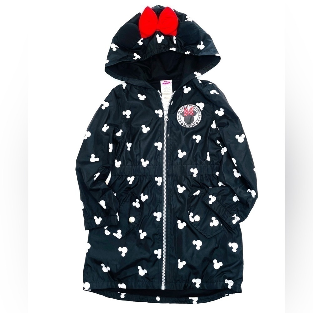 Disney Junior Minnie Mouse Black White Hooded Zip Up Jacket Girl’s Size 4T